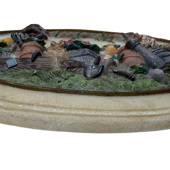 Hand Painted 3D Flower Garden Oval Storage Box - Picture 7 of 10